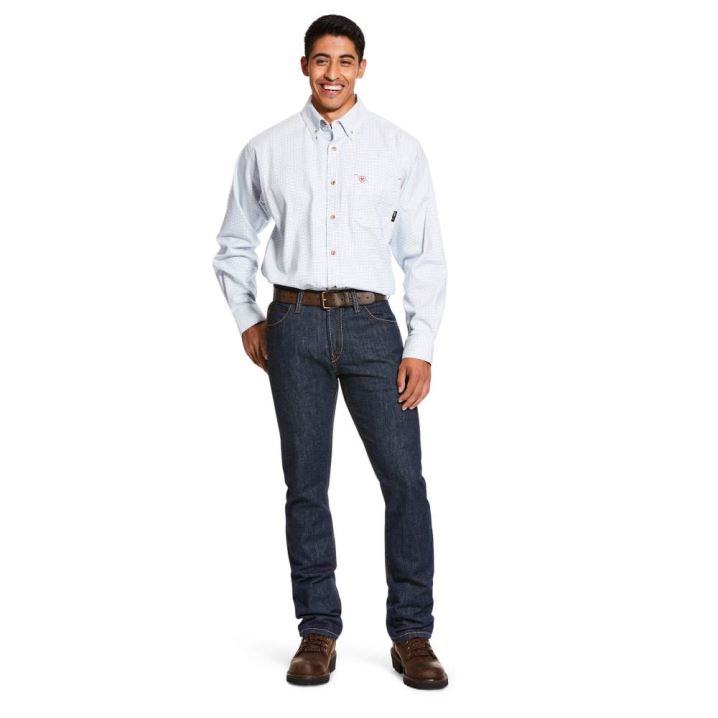 Ariat FR Twill DuraStretch Arbeits Shirt Weiß Mehrfarbig | fpWVt1qR