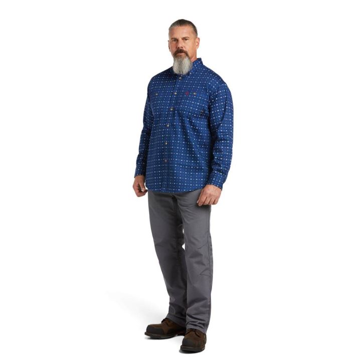 Ariat FR Vented Arbeits Shirt Hellblau | Y1hyLAje