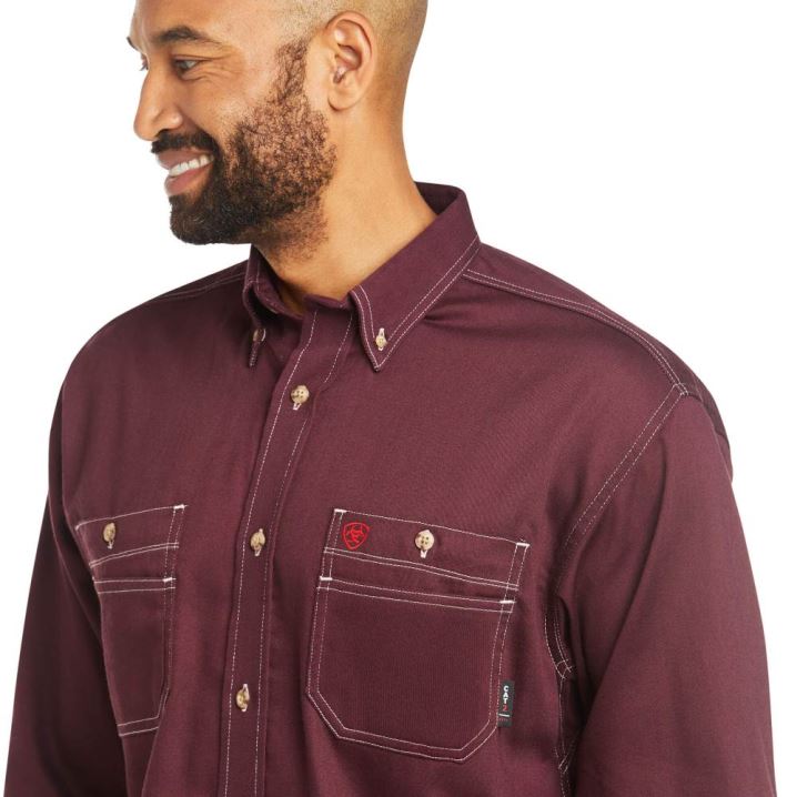 Ariat FR Vented Arbeits Shirt Malbec | 7pvAZJil