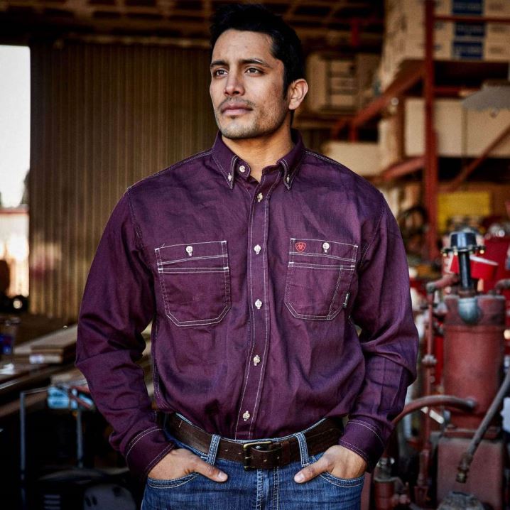 Ariat FR Vented Arbeits Shirt Malbec | 7pvAZJil