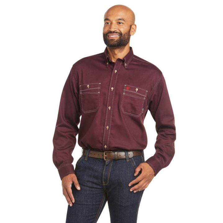 Ariat FR Vented Arbeits Shirt Malbec | 7pvAZJil