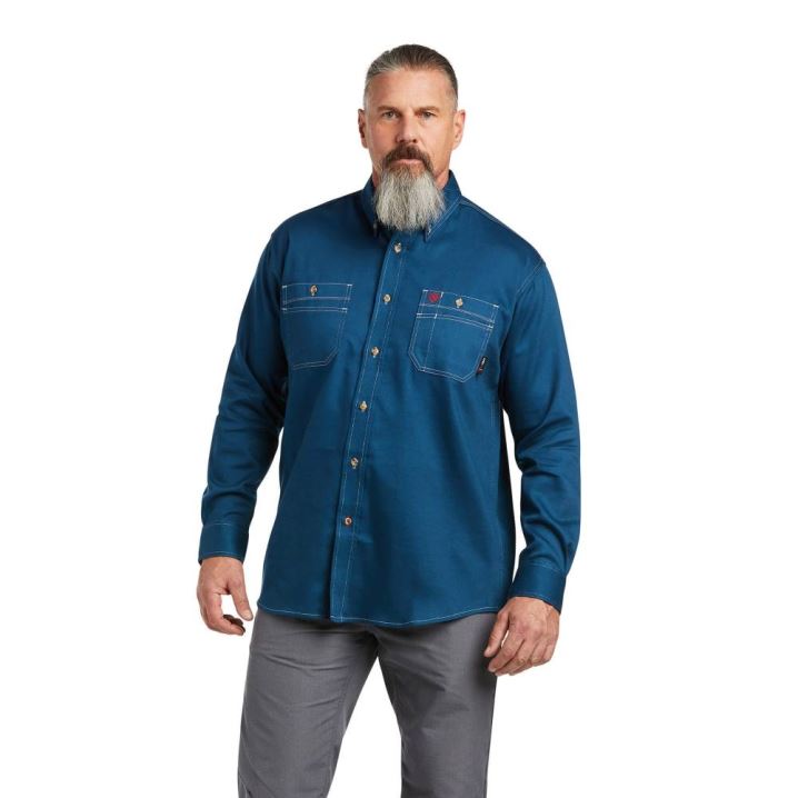 Ariat FR Vented Arbeits Shirt Skyfall | JR8ZxUDx