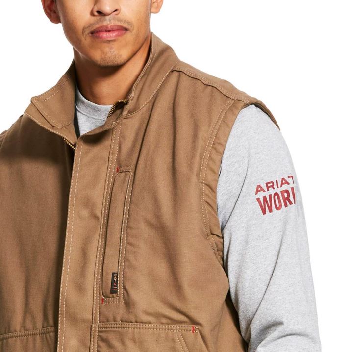 Ariat FR Workhorse Insulated Vest Khaki | FlGpFTHB