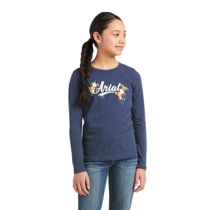 Ariat Flora Fauna Logo T-Shirt Navy | ICRl1PxO