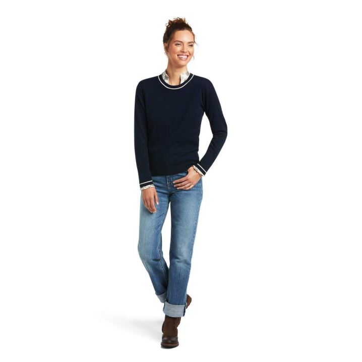 Ariat Floret Sweatshirt Navy | 982Sl96o