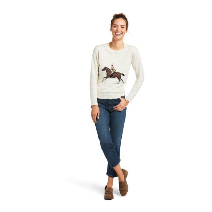 Ariat Floret Sweatshirt Weiß | OtAqxmIB