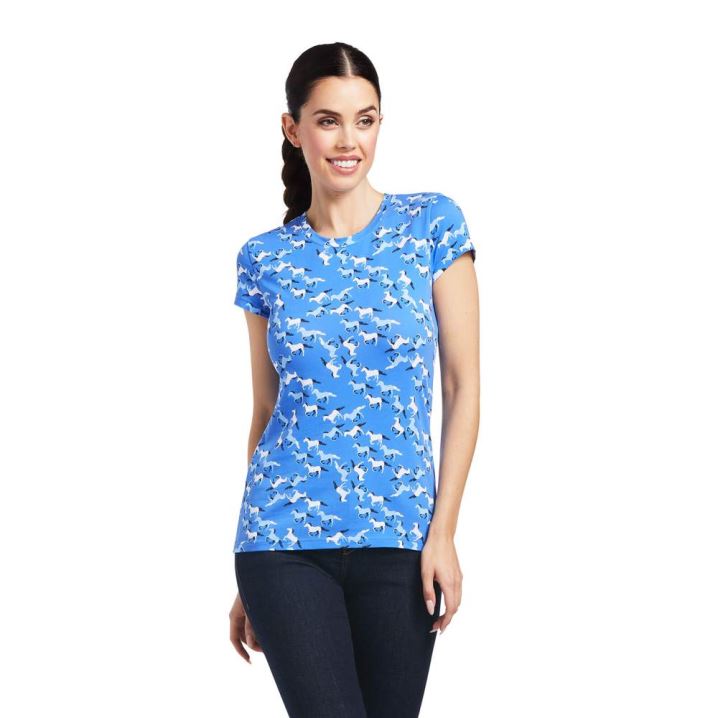 Ariat Gallop T-Shirt Blau | 5v8C9WrI