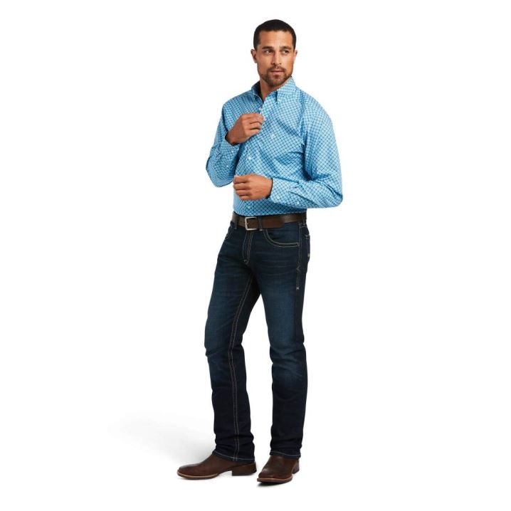 Ariat Genaro Fitted Shirt Bachelor Button | CF1nd7b8