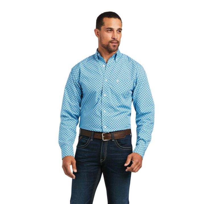 Ariat Genaro Fitted Shirt Bachelor Button | CF1nd7b8