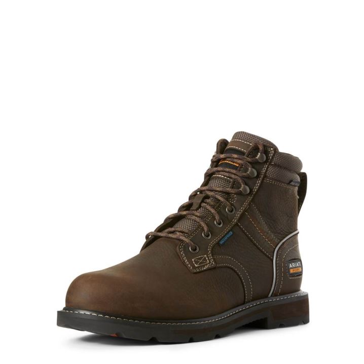 Ariat Groundbreaker 6" II Wasserdichte Steel Kappe Arbeits Boot Dunkelbraun | GgqEKiJJ