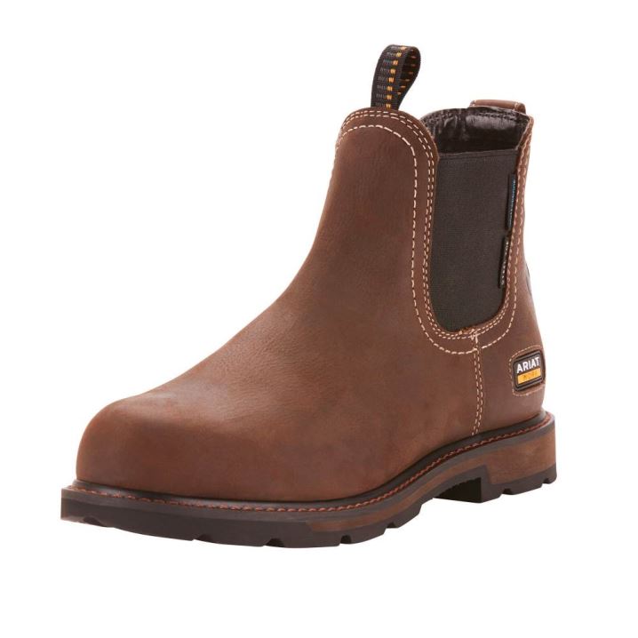 Ariat Groundbreaker Chelsea Wasserdichte Steel Kappe Arbeits Boot Dunkelbraun | zc7qjDek