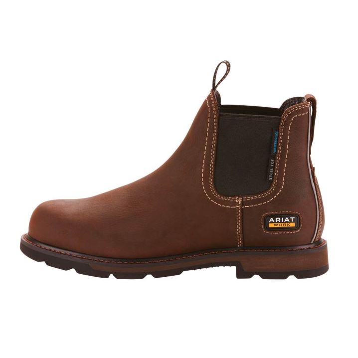 Ariat Groundbreaker Chelsea Wasserdichte Steel Kappe Arbeits Boot Dunkelbraun | zc7qjDek