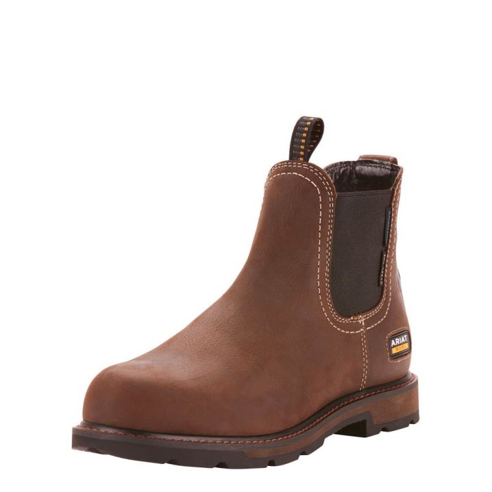 Ariat Groundbreaker Chelsea Wasserdichte Steel Kappe Arbeits Boot Dunkelbraun | zc7qjDek