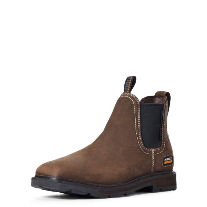 Ariat Groundbreaker Chelsea Weite Square Kappe Wasserdichte Steel Kappe Arbeits Boot Dunkelbraun | 5AlHYYqk