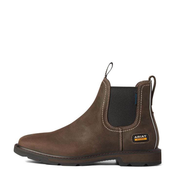 Ariat Groundbreaker Chelsea Weite Square Kappe Wasserdichte Arbeits Boot Dunkelbraun | 5YFiB8Cz