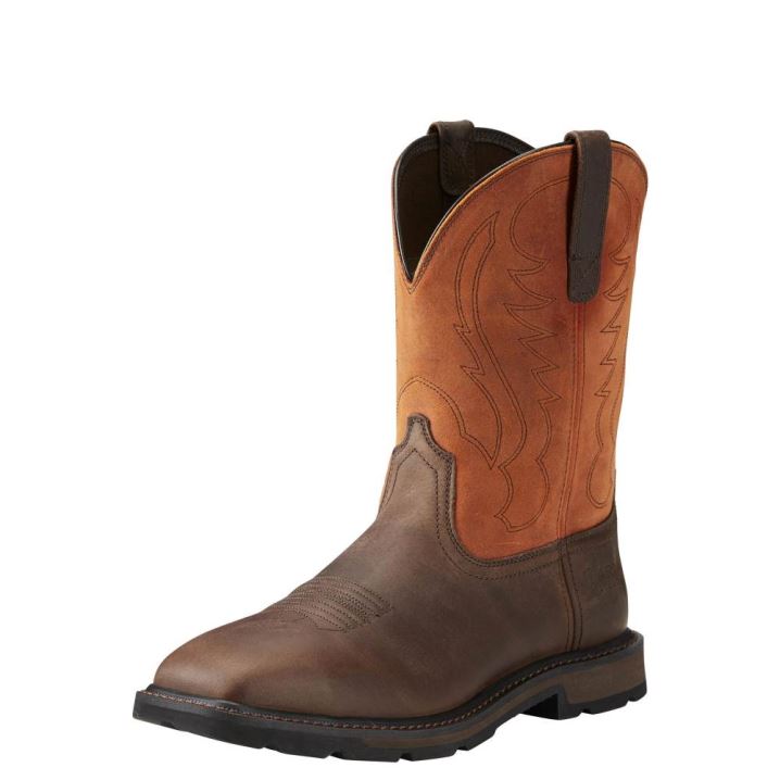 Ariat Groundbreaker Weite Square Kappe Steel Kappe Arbeits Boot Braun | 8YwImMsX