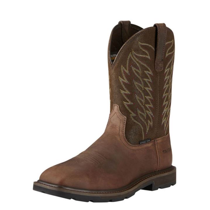 Ariat Groundbreaker Weite Square Kappe Steel Kappe Arbeits Boot Braun | QDKW6H6v