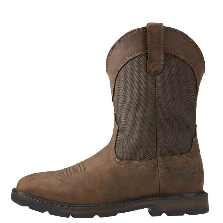 Ariat Groundbreaker Weite Square Kappe Wasserdichte Steel Kappe Arbeits Boot Braun | 9dLpOPM3