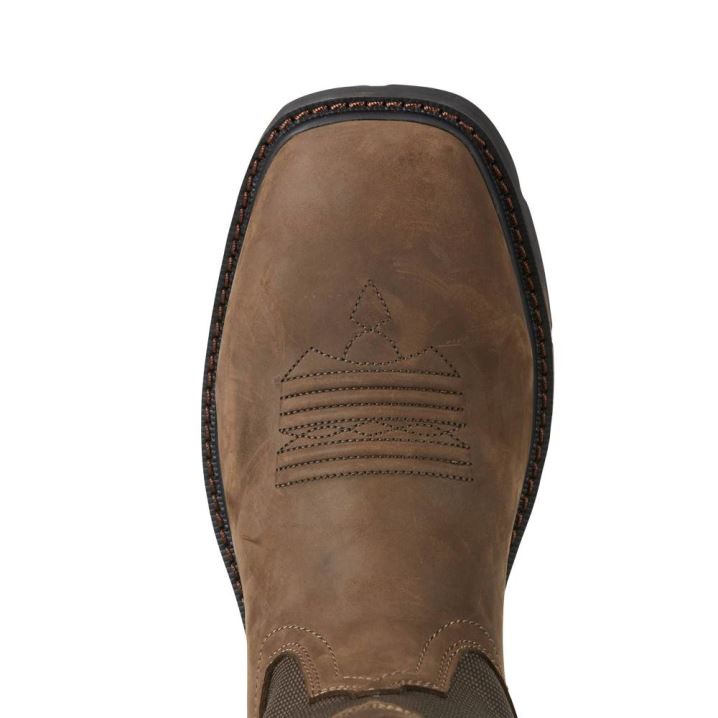 Ariat Groundbreaker Weite Square Kappe Wasserdichte Steel Kappe Arbeits Boot Braun | 9dLpOPM3