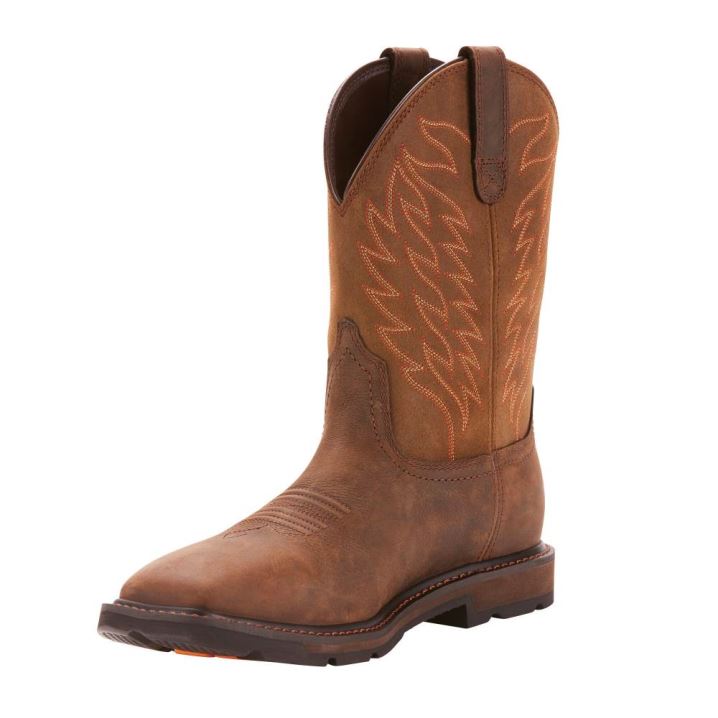 Ariat Groundbreaker Weite Square Kappe Wasserdichte Arbeits Boot Dunkelbraun | Xqhs301V