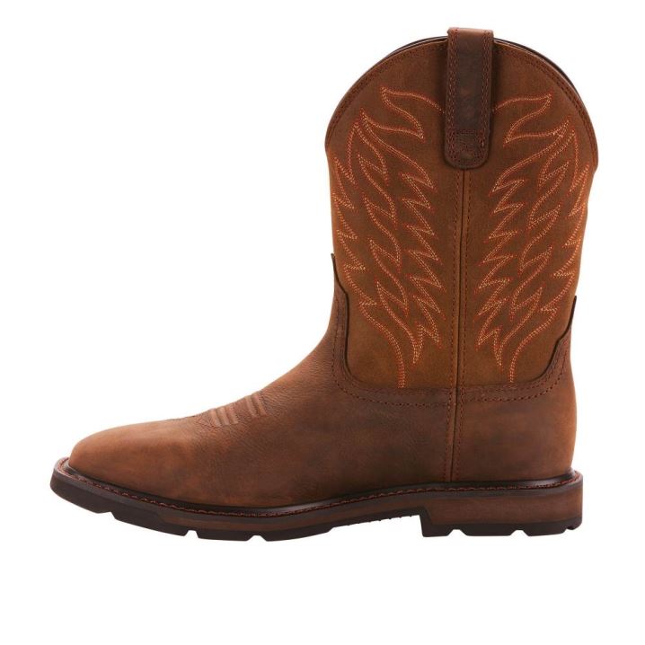 Ariat Groundbreaker Weite Square Kappe Wasserdichte Arbeits Boot Dunkelbraun | Xqhs301V