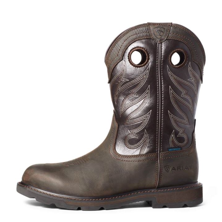 Ariat Groundwork Wasserdichte Arbeits Boot Dunkelbraun | MTE5kUym