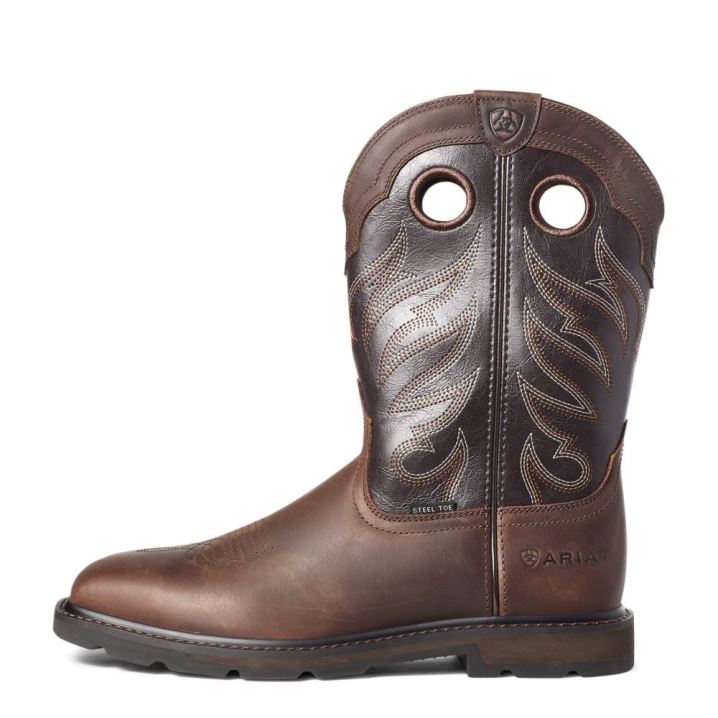 Ariat Groundwork Weite Square Kappe Steel Kappe Arbeits Boot Braun | rIlrum91