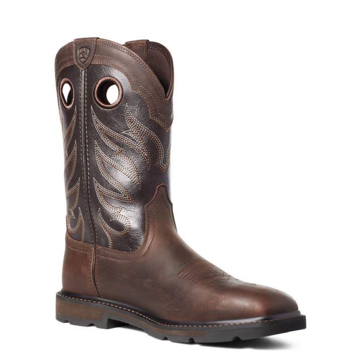 Ariat Groundwork Weite Square Kappe Steel Kappe Arbeits Boot Braun | rIlrum91