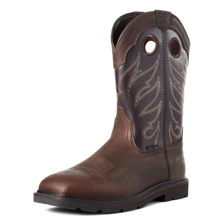 Ariat Groundwork Weite Square Kappe Steel Kappe Arbeits Boot Braun | rIlrum91