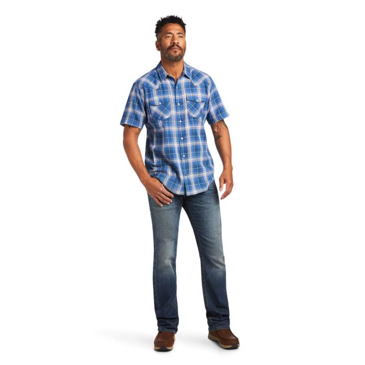 Ariat Huck Retro Fit Shirt Blau | b6WWmZ9W