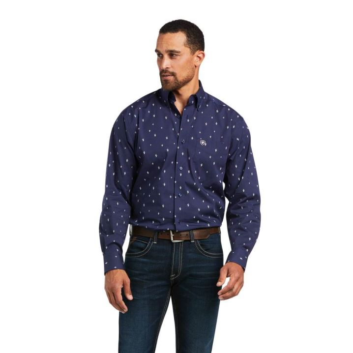 Ariat Jovanni Stretch Klassische Fit Shirt Navy | PDLNzXQc