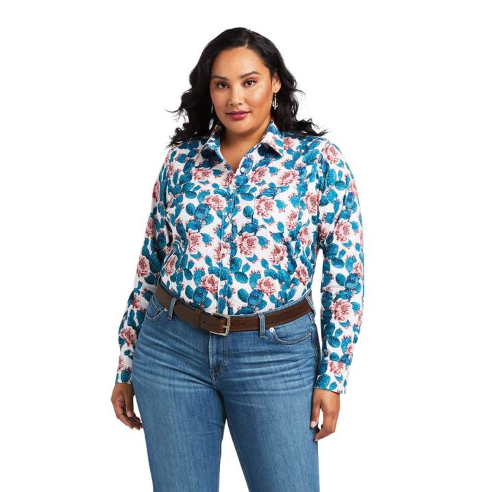 Ariat Kirby Stretch Shirt Hibiscus Cactus Print | xD7rK0Nw