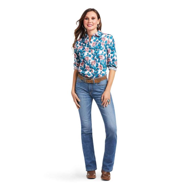 Ariat Kirby Stretch Shirt Hibiscus Cactus Print | xD7rK0Nw