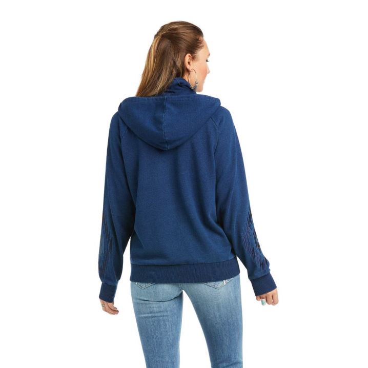 Ariat Knit Denim Full Zip Sweatshirt Blau | F2EOimiw