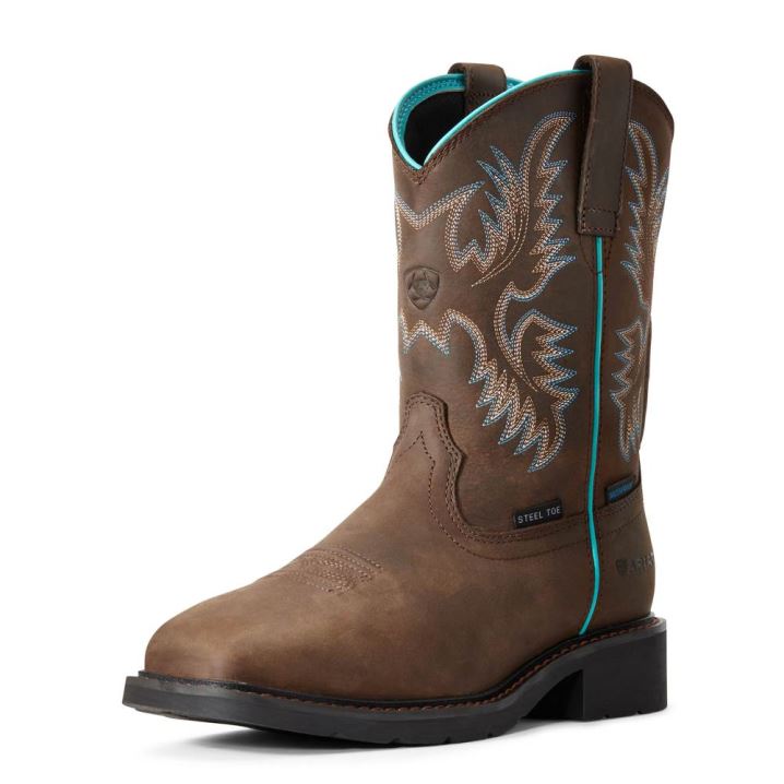 Ariat Krista Wasserdichte Steel Kappe Arbeits Boot Dunkelbraun | lssH6Ccg