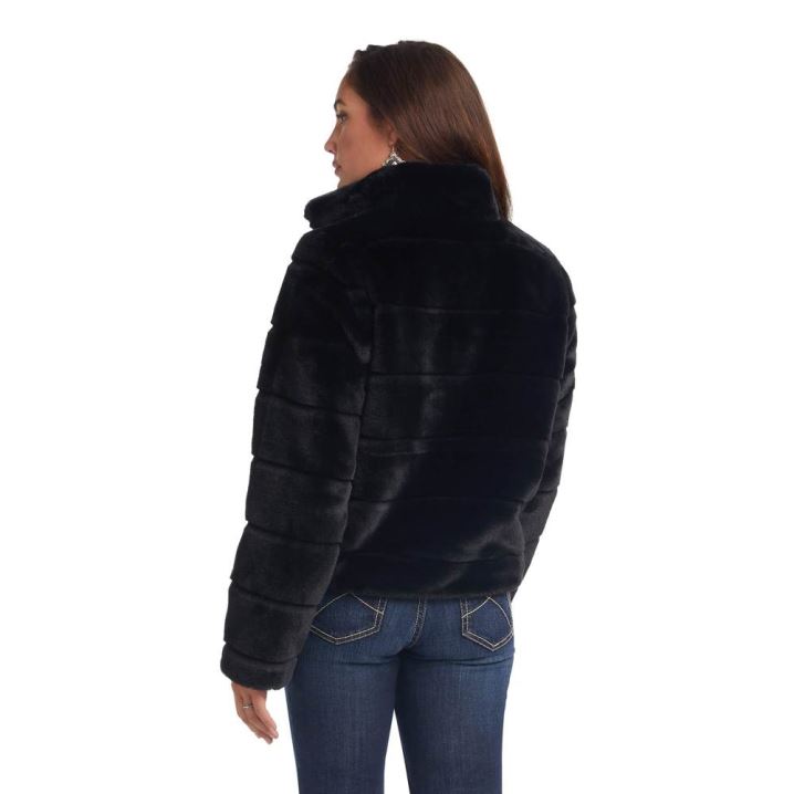 Ariat Ladies Night Faux Fur Coat Schwarz | mdgnSoPO