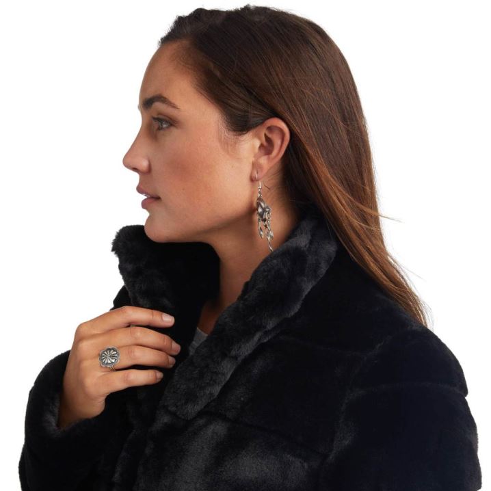 Ariat Ladies Night Faux Fur Coat Schwarz | mdgnSoPO