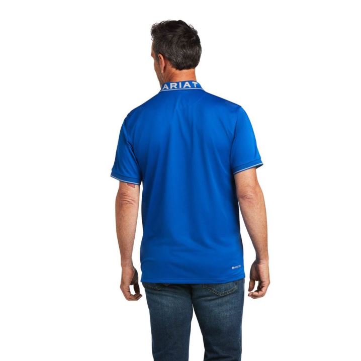 Ariat Logo Fitted Polo Blau | bNtK7toS