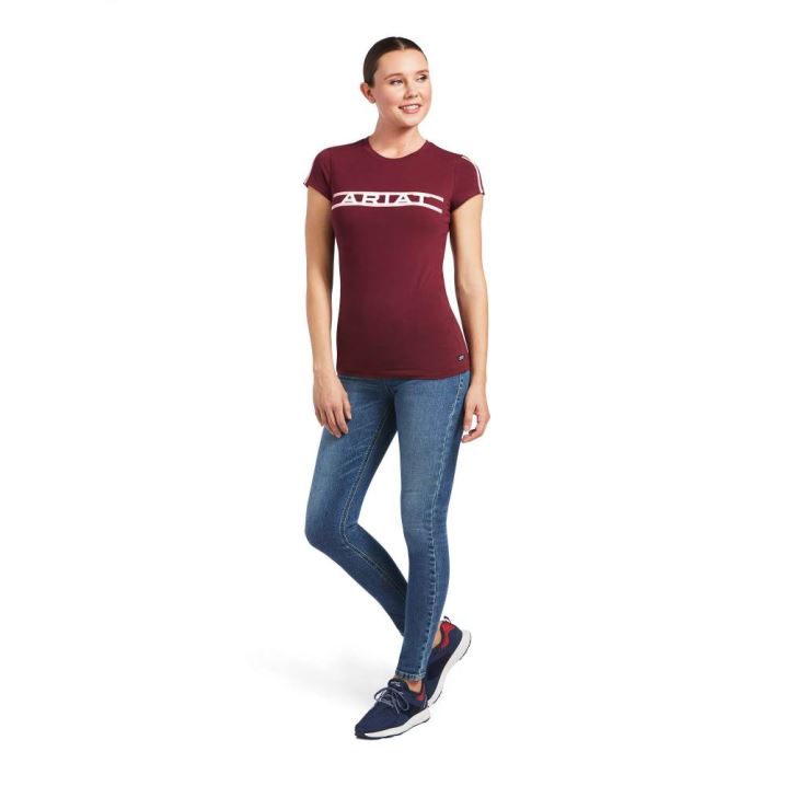 Ariat Logo Lane T-Shirt Zinfandel | kLLWfptA