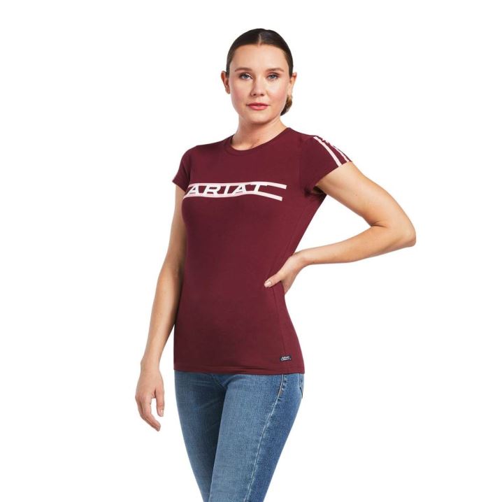 Ariat Logo Lane T-Shirt Zinfandel | kLLWfptA