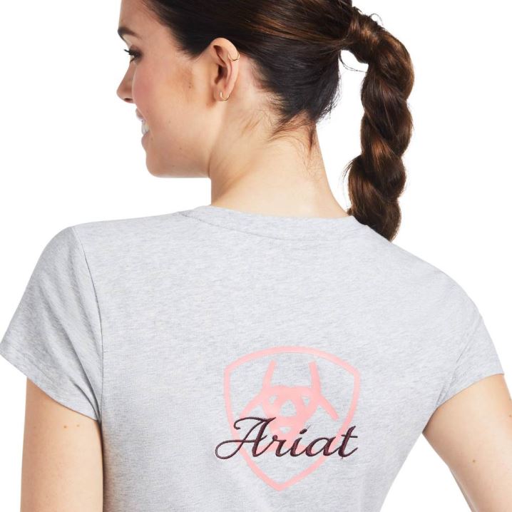 Ariat Logo Script T-Shirt Grau | FNOJzFmD