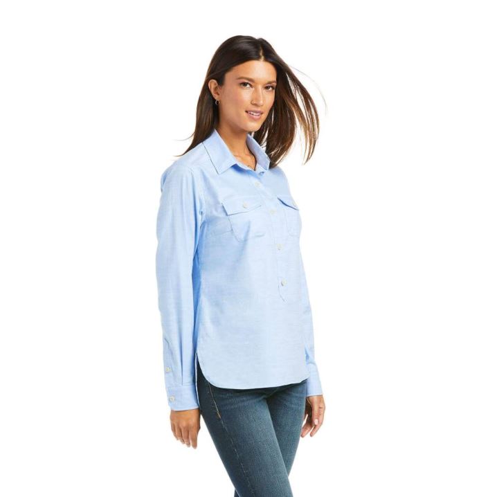 Ariat Loyola Popover Shirt Blau | T0ao6iIa