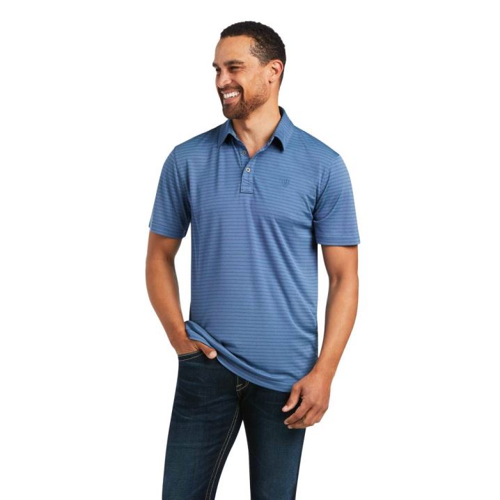 Ariat Oxford Stripe Ftd Polo Blau | BiXJOryK