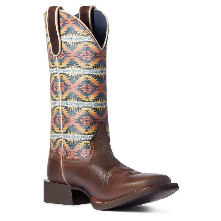 Ariat Pendleton Circuit Savanna Western Boot Crackled Cafe | IQCSXgmS