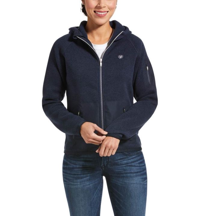 Ariat Polartec Flou Full Zip Hoodie Navy | hMU8V2No