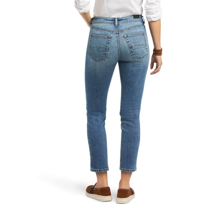 Ariat Premium High Rise Straight Crop Jean Blau | v5kCID4W