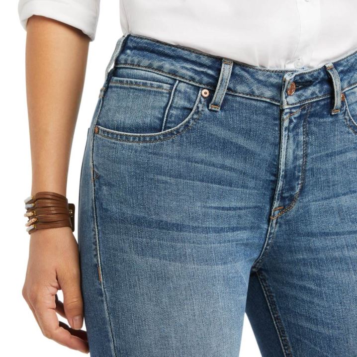 Ariat Premium High Rise Straight Crop Jean Blau | v5kCID4W