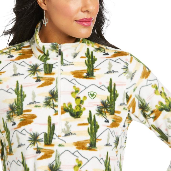 Ariat Printed Fleece 1/4 Zip Sweatshirt Cactus Scenery | EAyfCXzi