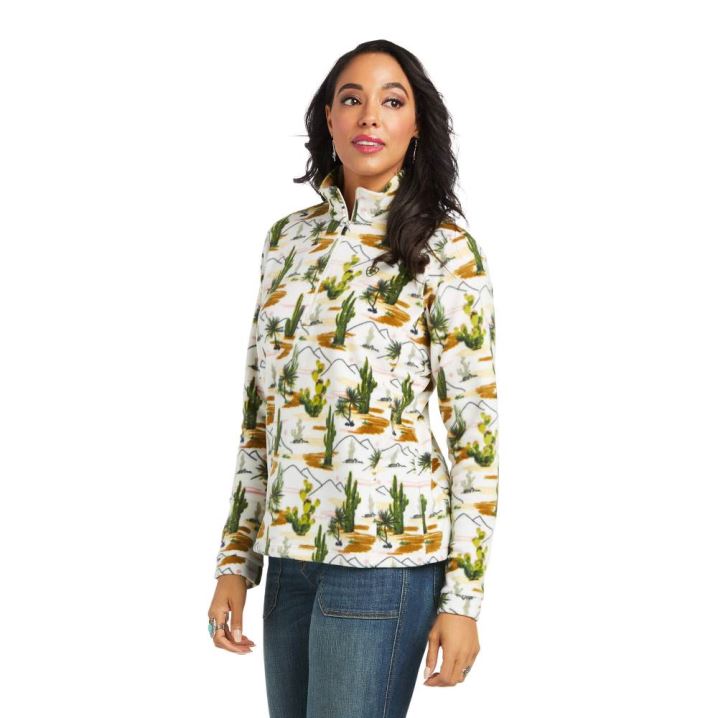 Ariat Printed Fleece 1/4 Zip Sweatshirt Cactus Scenery | EAyfCXzi