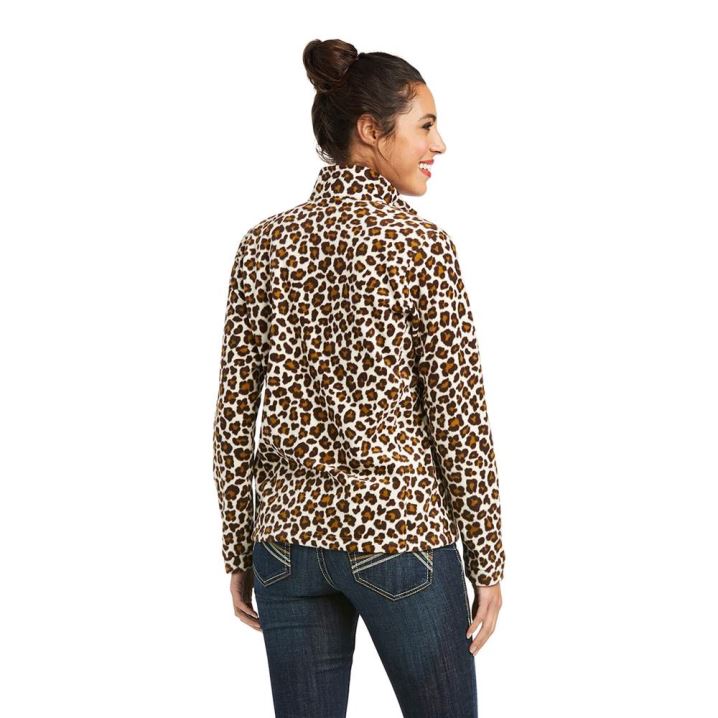 Ariat Printed Fleece 1/4 Zip Sweatshirt Leopard | eCRsiElP